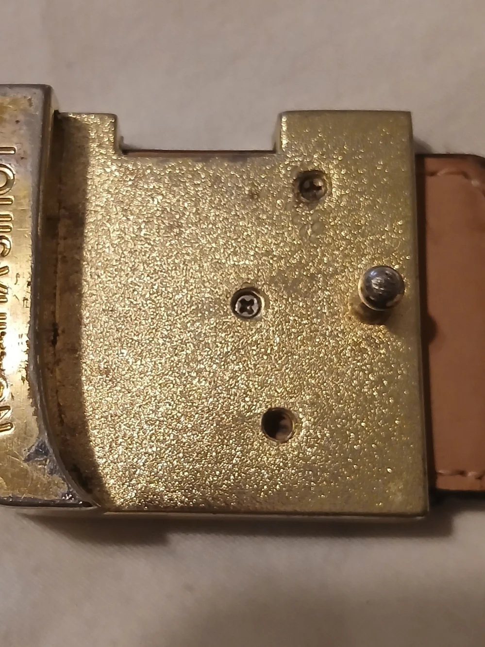 Louis Vuitton Dark Brown Monogram Belt Buckle with Gold LV